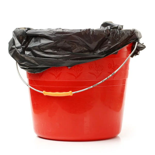 Red plastic bucket — Stock Photo, Image