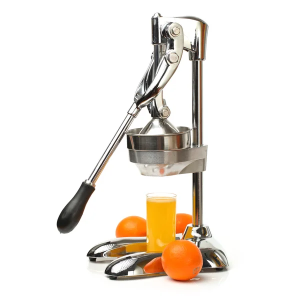 Oranje juicer, glas sap — Stockfoto