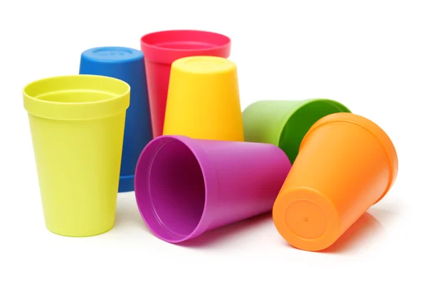 Plastic colored cups — Stock Photo, Image
