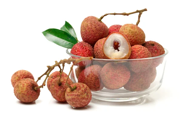 Litchi frukt. färska litchiplommon — Stockfoto