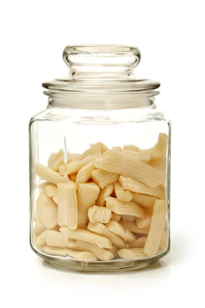 Grated cheese in jar — Stock Photo, Image