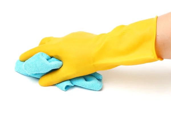 Hand in a rubber glove cleaning — Stock Photo, Image