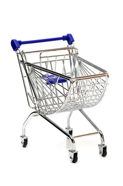 Blå shopping cart modell — Stockfoto