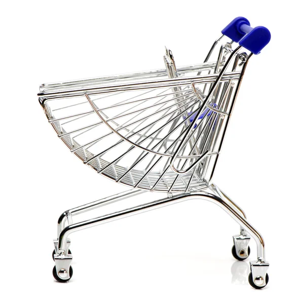 Blå shopping cart modell — Stockfoto