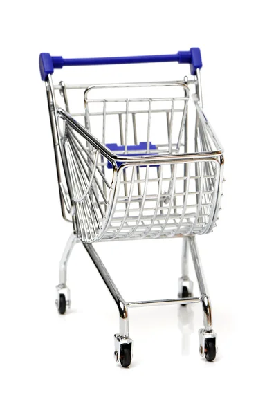 Blå shopping cart modell — Stockfoto