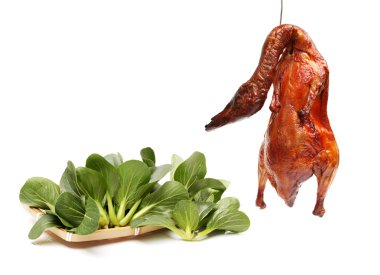 Pok Choi ve ızgara ördek sepet