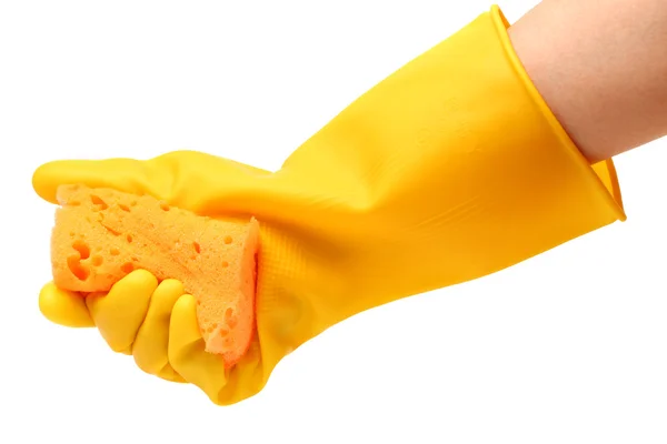 Hand in a rubber glove cleaning — Stock Photo, Image