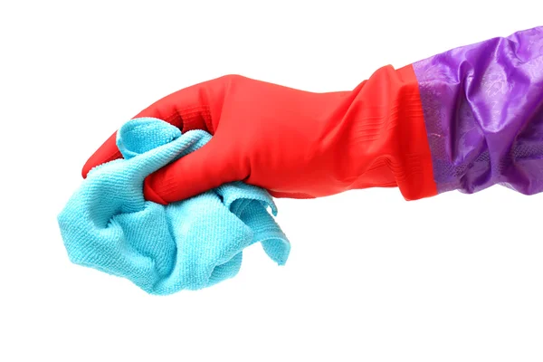 Ruku v gumové rukavici čištění — Stock fotografie