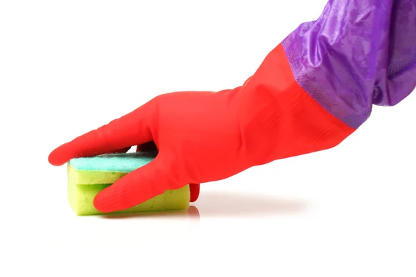 Hand in a rubber glove cleaning — Stock Photo, Image