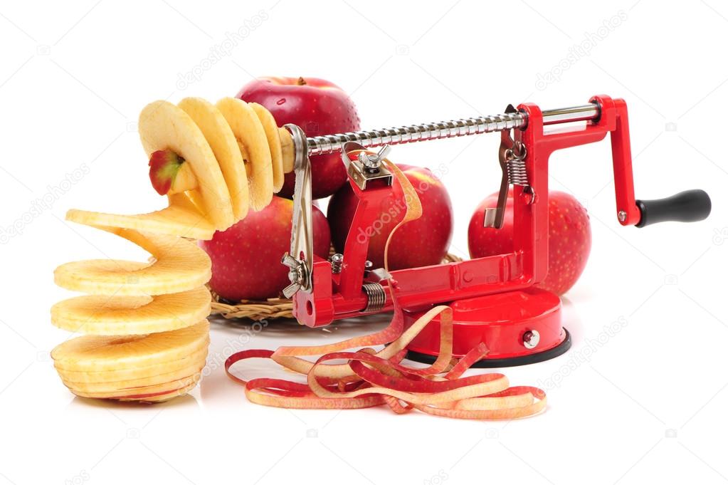 Red Apples and apple peeler
