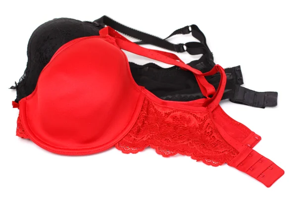 Black and red silky bras — Stock Photo, Image