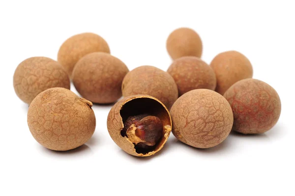 Macadamia nuts in textile bag — Stock Photo, Image