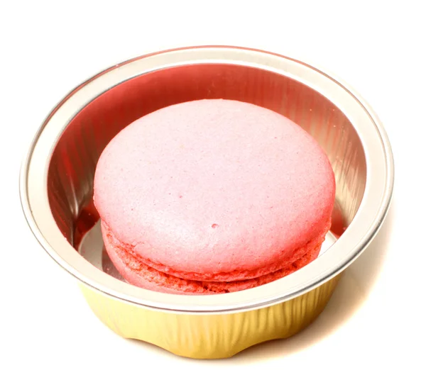 Macaron rosa in un piatto — Foto Stock