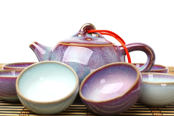 Teekanne und Teetassen — Stockfoto