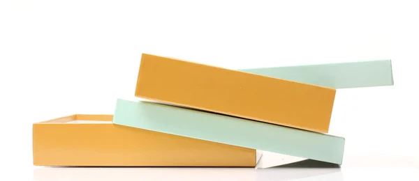 Open green yellow boxes — Stock Photo, Image