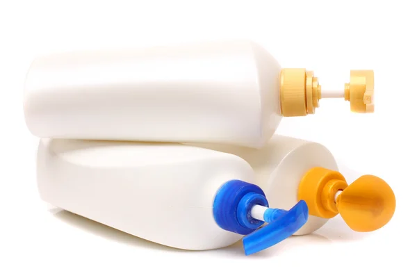 White bottles of a cleaner — Stock Photo, Image