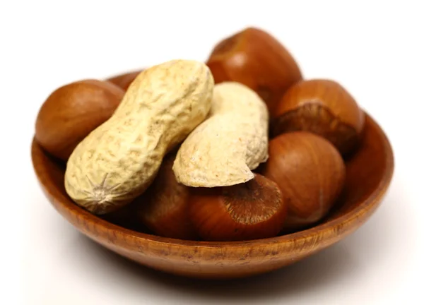 Hasselnötter och jordnötter — Stockfoto