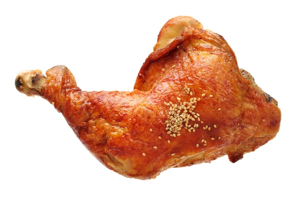 Barbecued chicken leg on white background — Stock Photo, Image