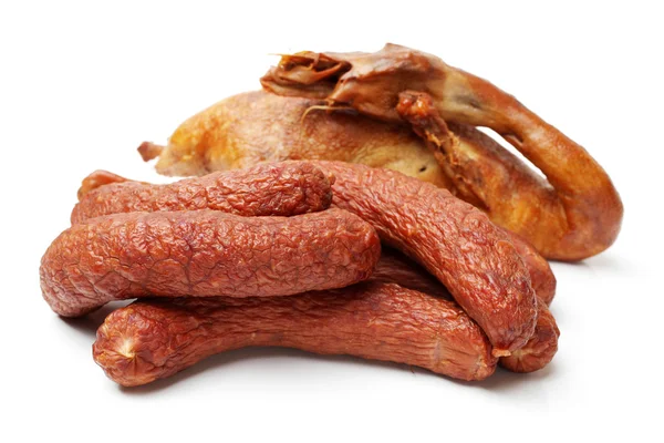 Smoked duck and sausages — Stock Photo, Image