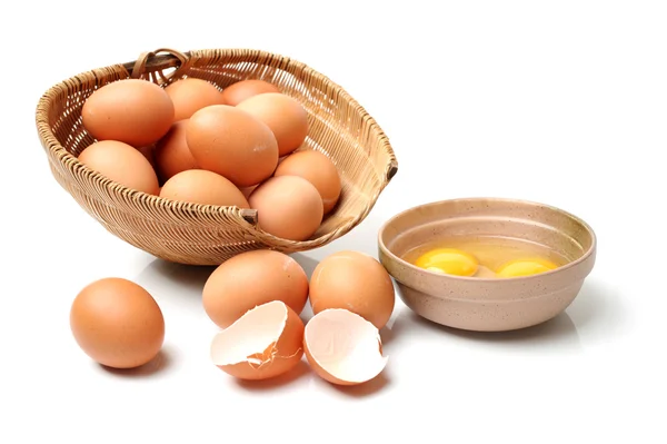 Fresh eggs in the basket — Stock Photo, Image