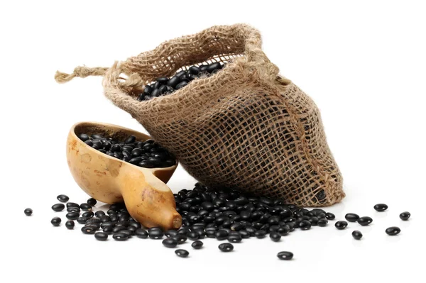 Black beans on white — Stock Photo, Image