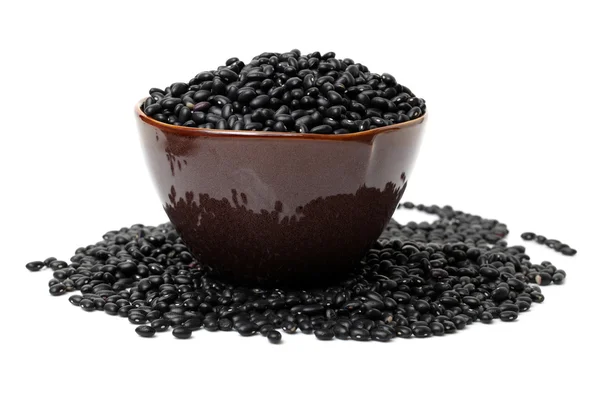 Black beans on white — Stock Photo, Image