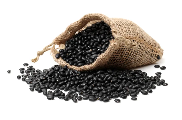 Black beans on white — Stock Photo, Image