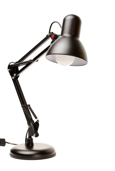 Lámpara de mesa de lectura negra sobre blanco — Foto de Stock