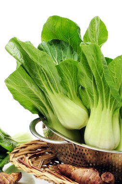 Pok Choi üzerinde beyaz demet