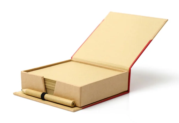 Brown box and brown paper note place — Stock Photo, Image