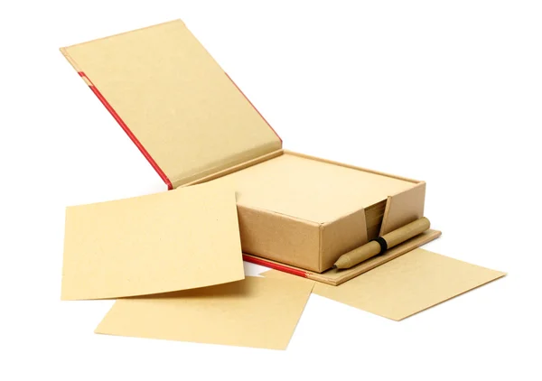 Brown box and brown paper note place — Stock Photo, Image