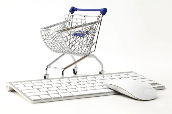 Blue shopping cart model — Stock Photo, Image