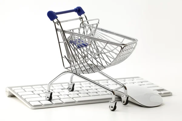 Blue shopping cart model — Stock Photo, Image