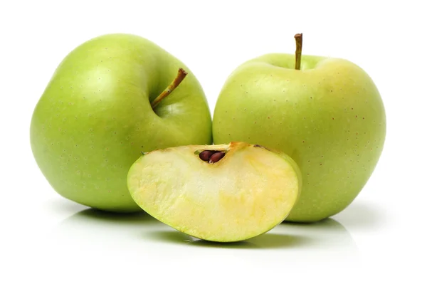 Green apples on white — Stock Photo, Image