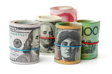 Beyaz üzerine farklı para birimi