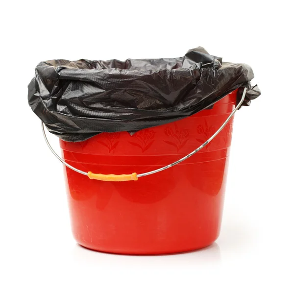 Red plastic bucket — Stock Photo, Image