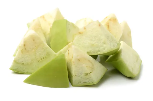 Sliced cabbage pieces  on white — Stok fotoğraf