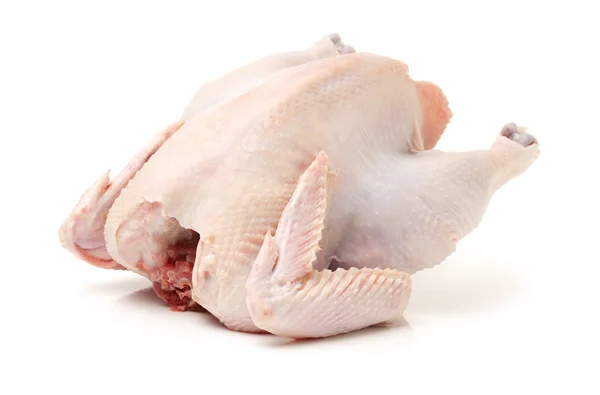 Raw whole hen on white — Stock Photo, Image