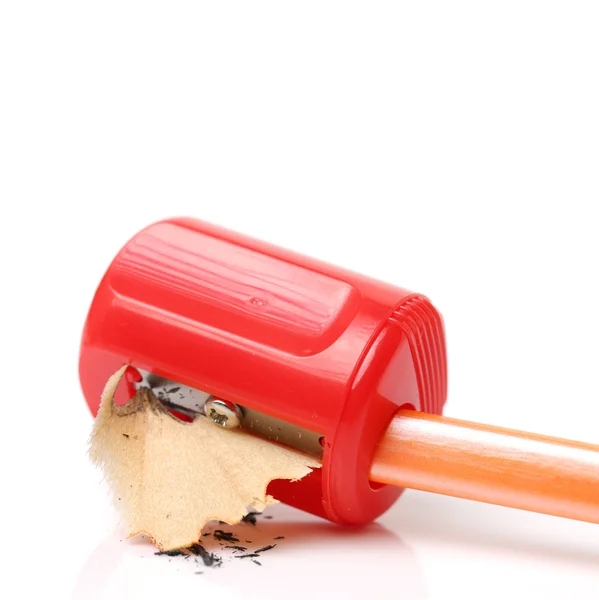 Red sharpener on white — Stock Photo, Image