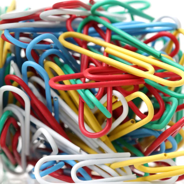 Colorful Paperclips on white — Stock Photo, Image