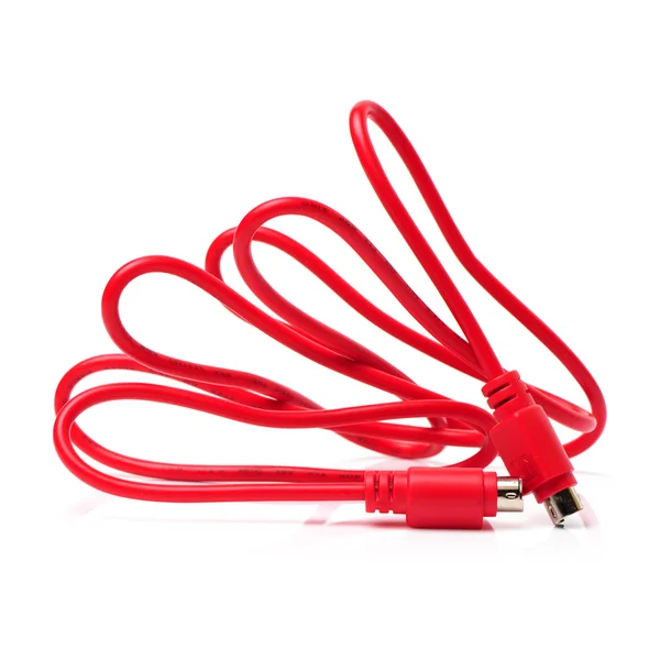 Red cable on white — Stock Photo, Image