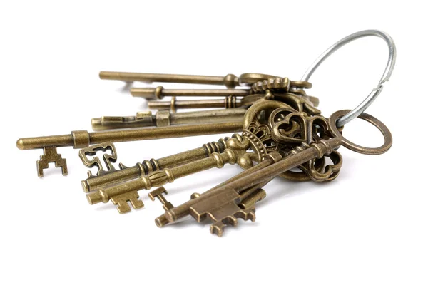 老黄铜钥匙 — 图库照片