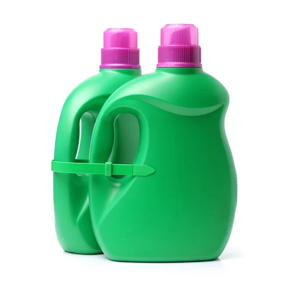 Green Plastic detergent containers — Stock Photo, Image