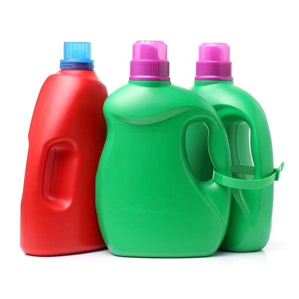 Recipientes de detergente de plástico — Fotografia de Stock