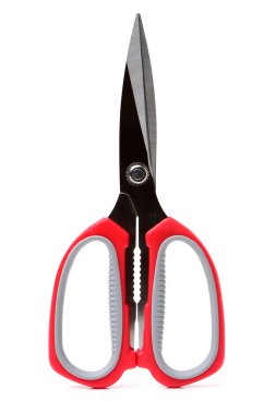 Kırmızı saplı makasla