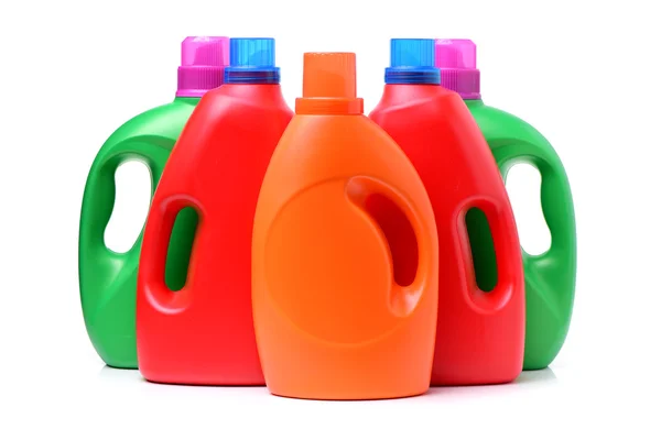 Set di contenitori di plastica colorata — Foto Stock