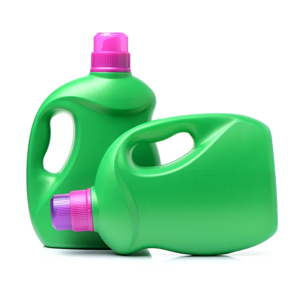 Två gröna plastburkar — Stockfoto