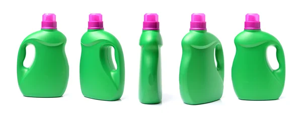 Contenitori detergenti verdi in plastica — Foto Stock