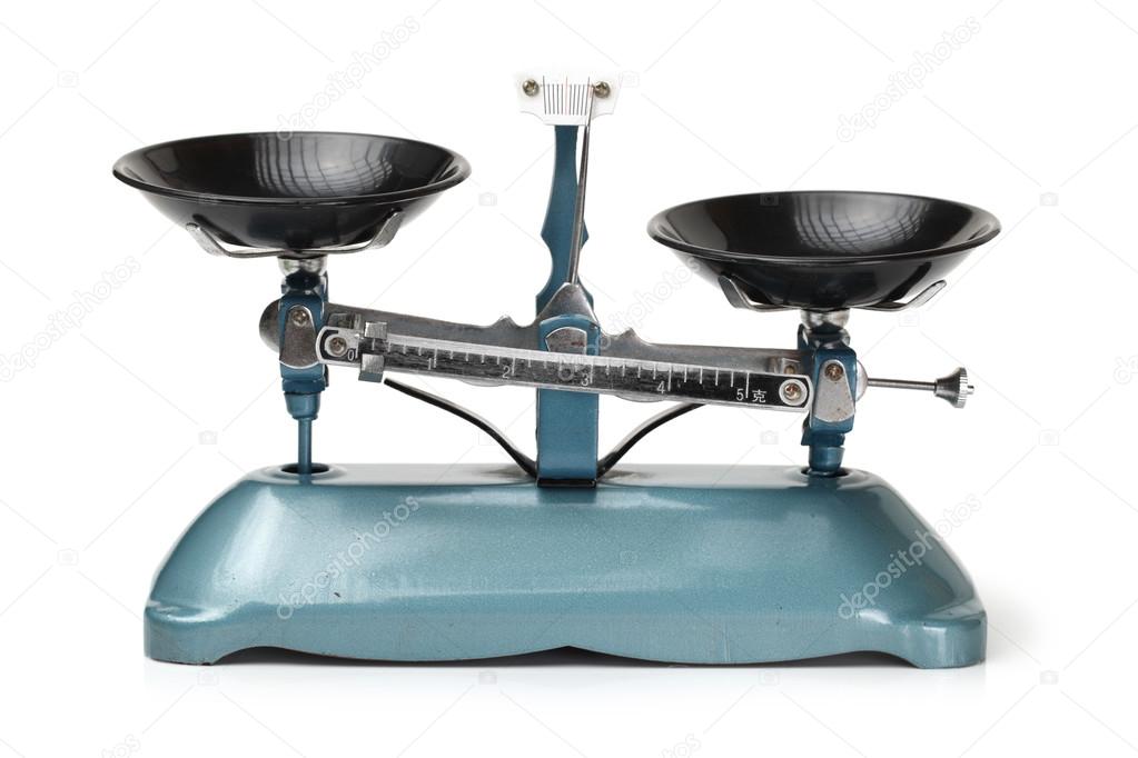 Old scales with two bowls