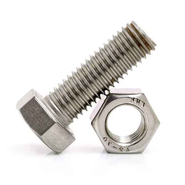 Glossy bolt with nut — Stock Photo, Image